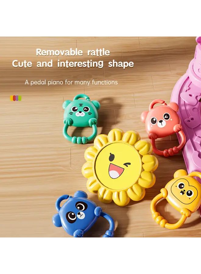 برتقالي بيبي بيانو ألعاب حسية صالة رياضية قابلة للتعديل لوقت البطن مع 5 لوحات تنموية قابلة للإزالة - Image 2